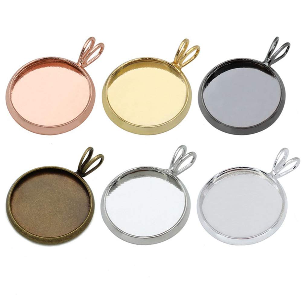 Milisten 20-Piece Round Pendant Trays Kit - 25mm Gold Bezel Blanks For DIY Jewelry Making & Cabochon Settings