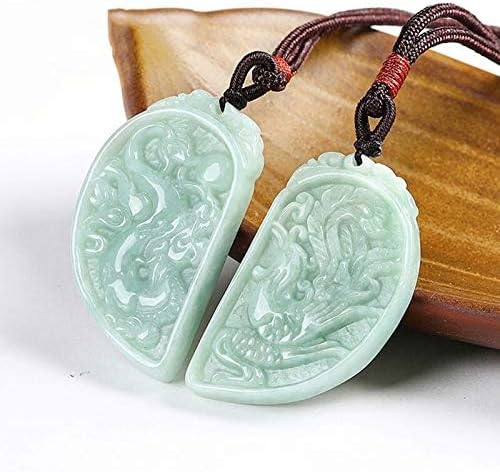 Green Jade Jadeite Carved Dragon Phoenix Double Couples Necklace Amulet Pendant for Lovers Women Men(Certificate,Set of 2) - Image 5