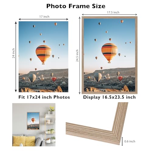 Image of JCJMY 17x24 Picture Frame Rustic Brown for Poster Photo Picture, Horizontal and Vertical Formats for Wall Hanging, 17 x 24 Wall Gallery Poster Photo Frame for 17 by 24 Photos Posters, Rustic Brown