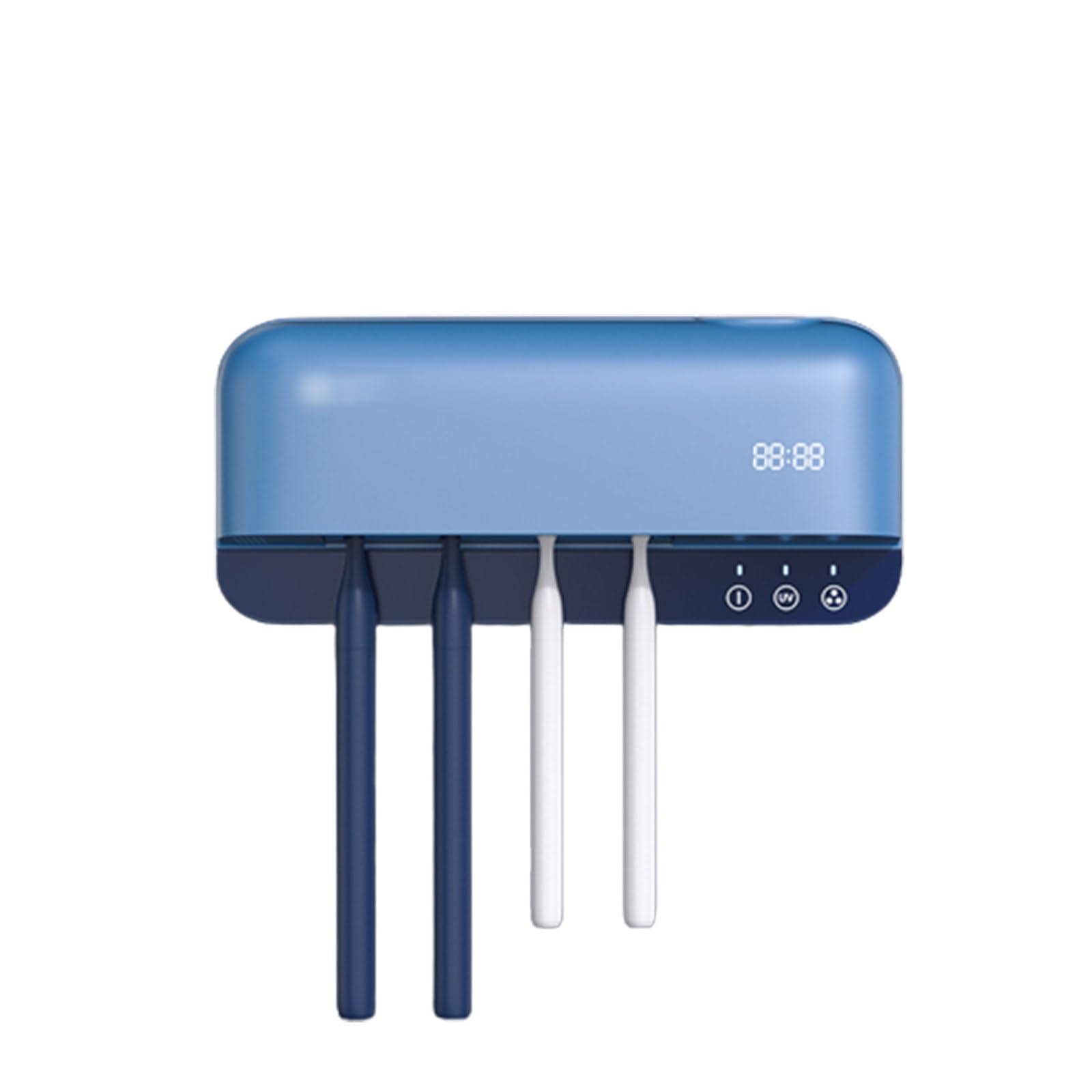 Soportes de cepillo de dientes montados en la pared para baño, esterilización Uv de secado inteligente, estante de almacenamiento sin perforaciones, soporte para cepillo de dientes,Blue