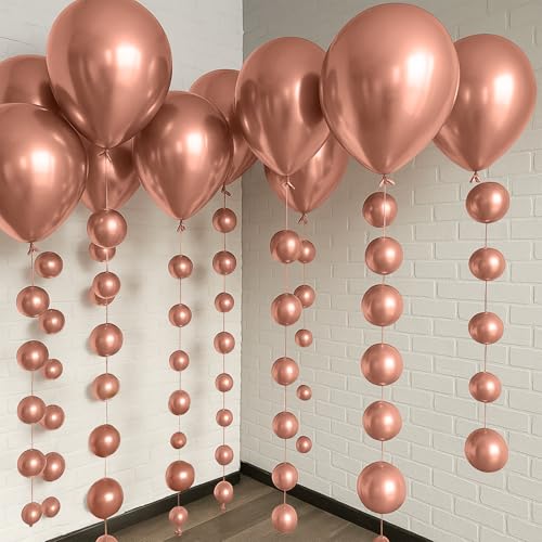 Image of Party Propz Rose Gold Balloons For Decoration - Set Of 25 Pcs Rose Gold Balloons For Birthday | Balloons For Decoration | Bachelorette Party Decorations (Latex)