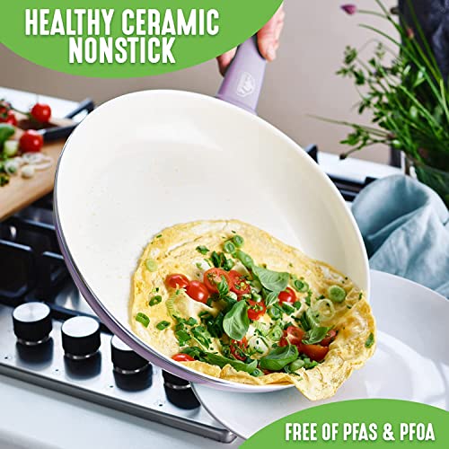 Greenlife Soft Grip Healthy Ceramic Nonstick, 16 Piece Cookware Pots And Pans Set, Pfas-Free, Dishwasher Safe, Lavender #TOP2