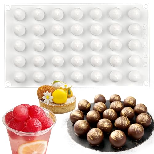 Small Chocolate Molds, 35-Cavity Silicone Sphere Candy Molds, Chocolate Mold For Cake Decoration, Chocolate Candy Gummy Mousse Jelly Pudding Ice Cube Tray, Fruit Snacks, Keto Snacks
