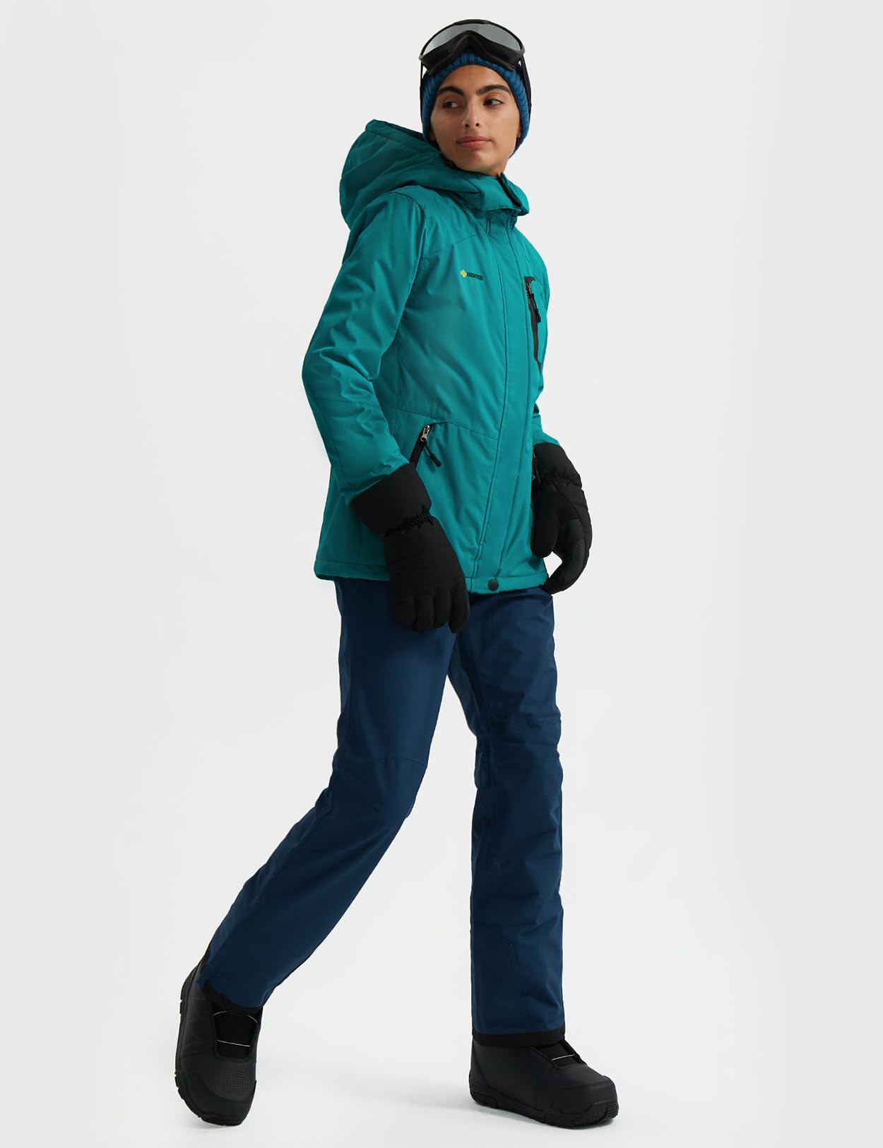 GEMYSE Donna Giacca da Sci impermeabile montagna Giacche Pile invernale antivento Cappotto con Cappuccio