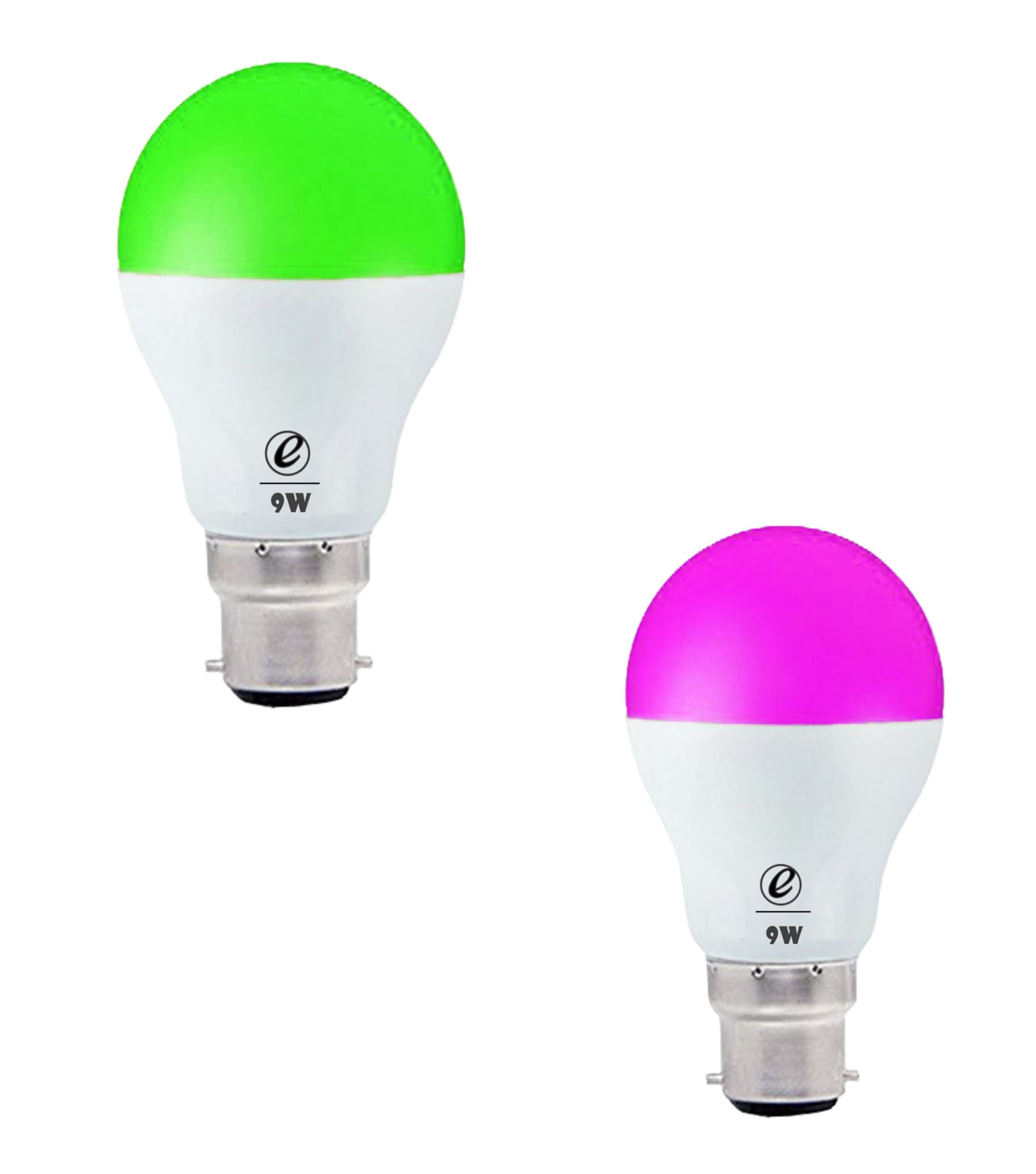 9W B22 Base Color Light Bulb Pack of 2 (Green-1,Pink-1)-image-29