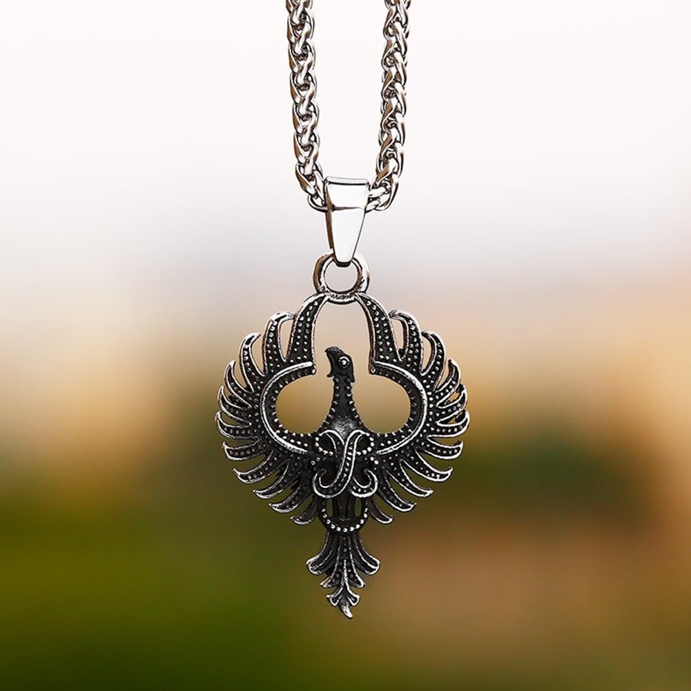 Phoenix Pendant Necklace - Men Women Stainless Steel Vintage