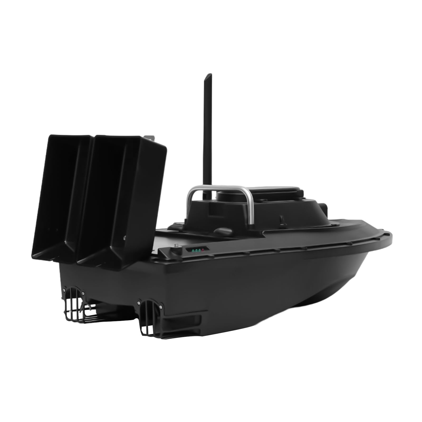 Barca per mangimi radiocomandata da 500 m, barca per mangimi radiocomandata, 2 esche con faro di ricerca e batteria da 5200 mAh, portata 2 kg, colore: nero