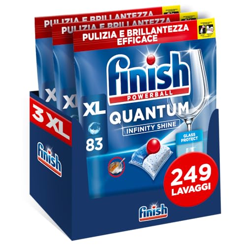 Finish Quantum Infinity Shine Pastiglie Lavastoviglie, 249 Capsule, per una Pulizia Profonda e Stoviglie Brillanti