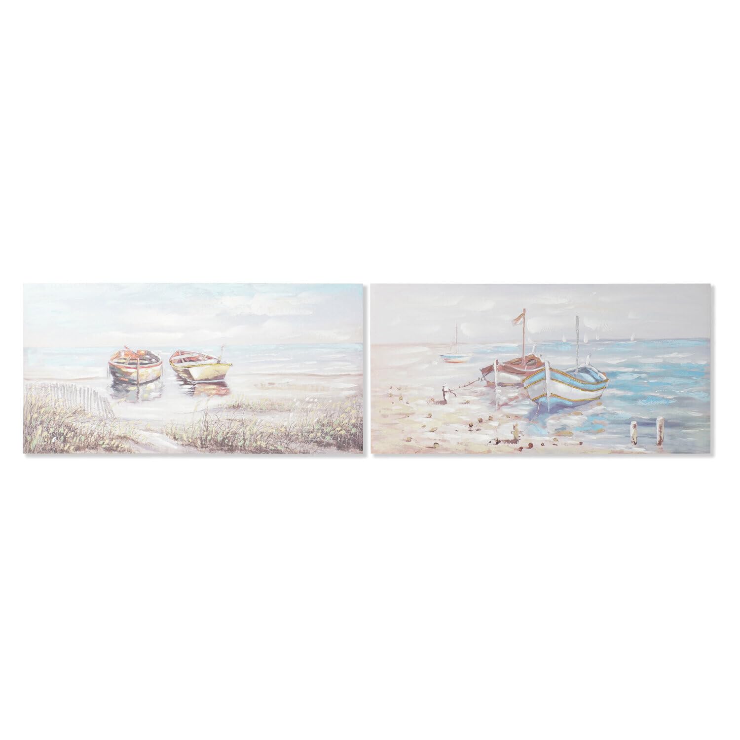 Toile plage et barques en MDF 120x60cm pour créer un salon bord de mer