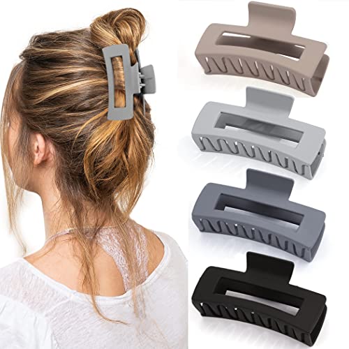 Canitor Matte Rectangular Claw Clips 4-Pack — Neutral Tones