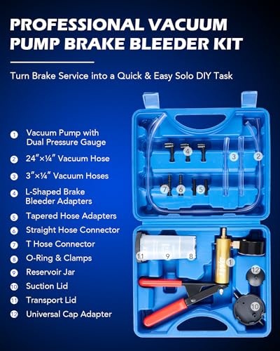 Orion Motor Tech Brake Bleeder Kit with Hand Vacuum Pump and Adapters, Brake Bleeding Kit for Brake Fluid Power Steering Fluid More, Vacuum Brake Bleeder Pump with Pressure Gauge - Image 3