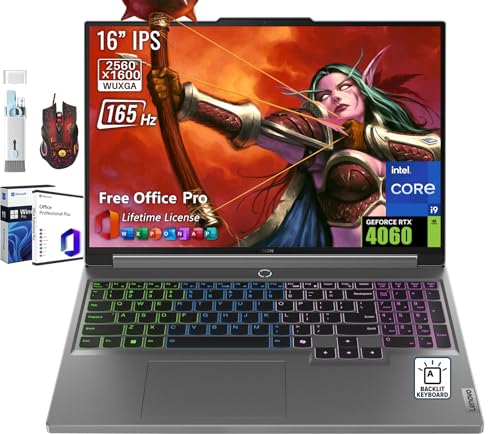 Image of Lenovo Legion 5i Gaming Laptop, NVIDIA RTX 4060, Intel Core i9-14900HX Up to 5.8GHz, 16 inch WQXGA 165Hz, 64 GB DDR5, 2 TB SSD, Wi-Fi 6E, Windows 11 Pro, Microsoft Office Lifetime License, w /Accessories