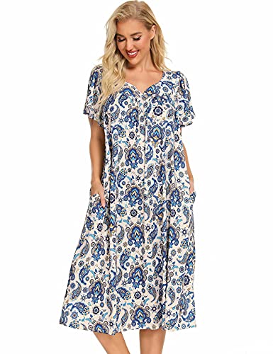 House Dress House Coat Nightgowns for Elderly Women Momo Dress for Women Nightgowns for Grandma Ladies House Dresses Pajamas for Grandma Night Gown Womens Pajamas Patio Dress for Women Nighty for Women Purple House Dress Purple Patio Dress