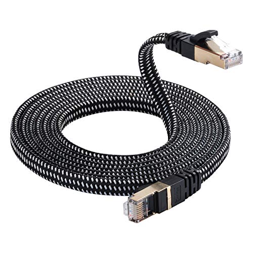 Danyee [Upgraded] 100Ft Cat 8 Ethernet Cable, Nylon Cat8 High Speed Professional Gold Plated Plug Stp Wires Cat 8 Rj45 Ethernet Cable 3Ft 10Ft 15Ft 26Ft 50Ft 66Ft 100Ft (Black 100 Ft) #TOP6