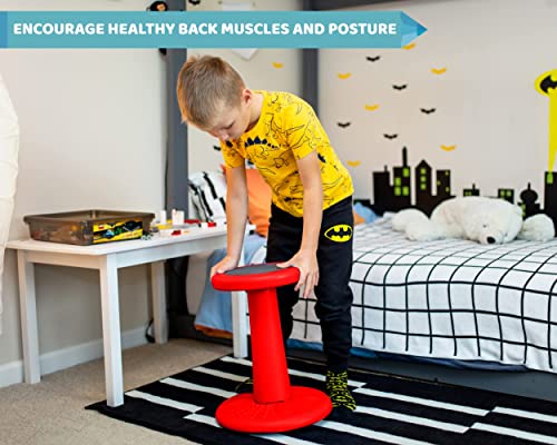 Image of Studico ActiveChairs Kids Wobble Stool, Flexible Elementary Classroom Seating, Improves Focus, Posture and Helps ADHD /ADD, Sensory Chair, Active Fidget Chairs, Pre-Teen 17.75 inch Chair, Ages 7-12, Red