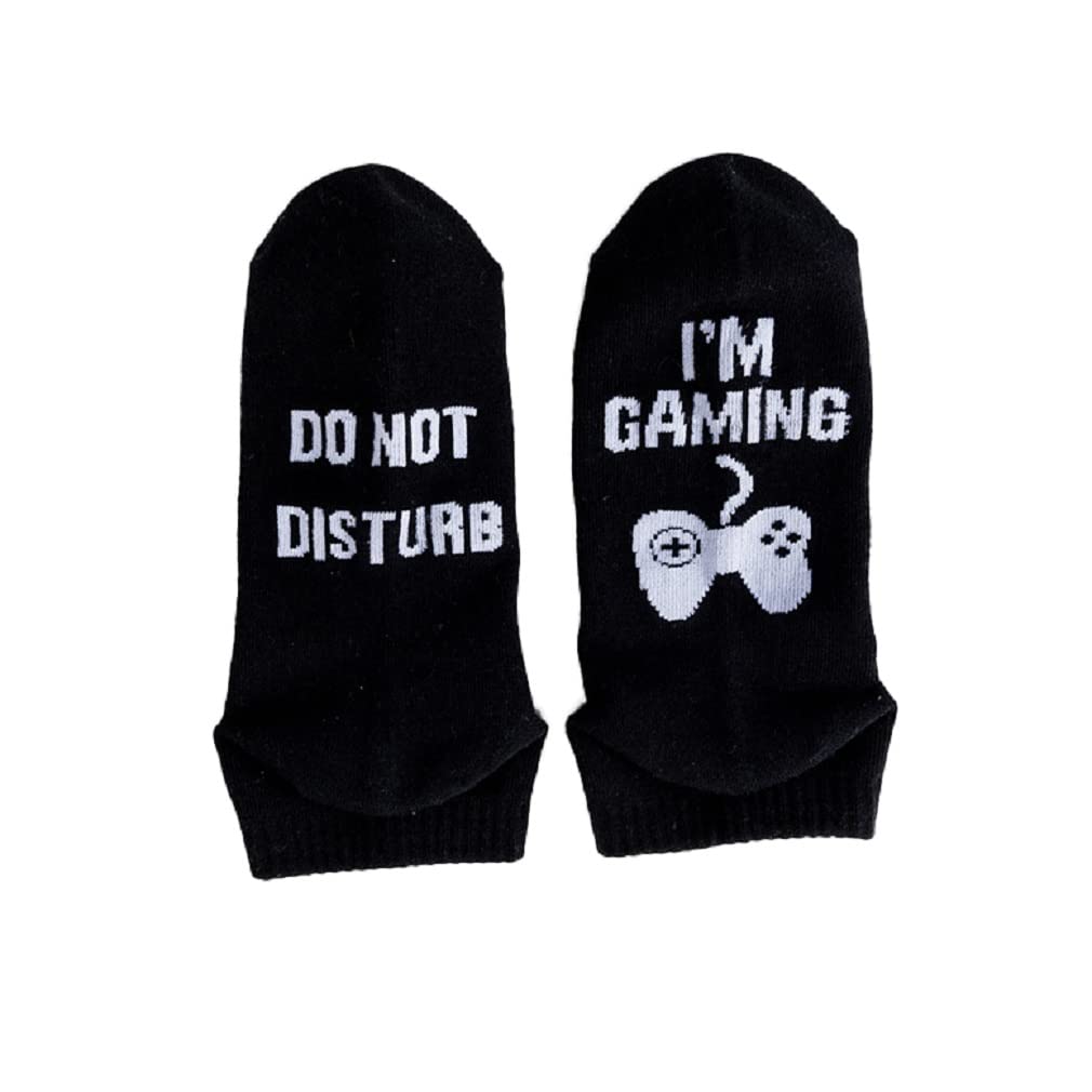 ASWER Men's Athletic Running Ankle Socks Cotton Funny Crew Socks Do Not Disturb Black