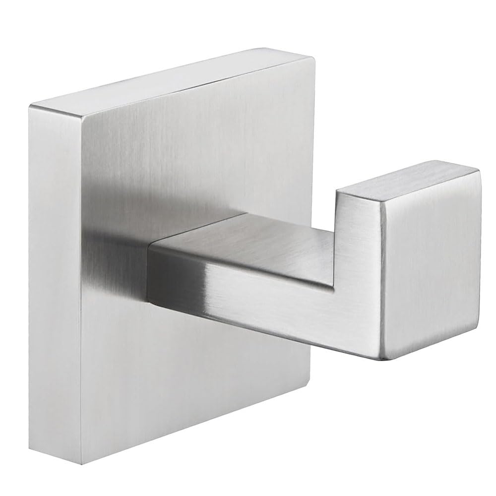 Qimucz Bathroom Towel Hook Brushed Nickel, SUS304 Stainless Steel Hand Towel Rack, Square Coat Robe Hook, Wall Mount
