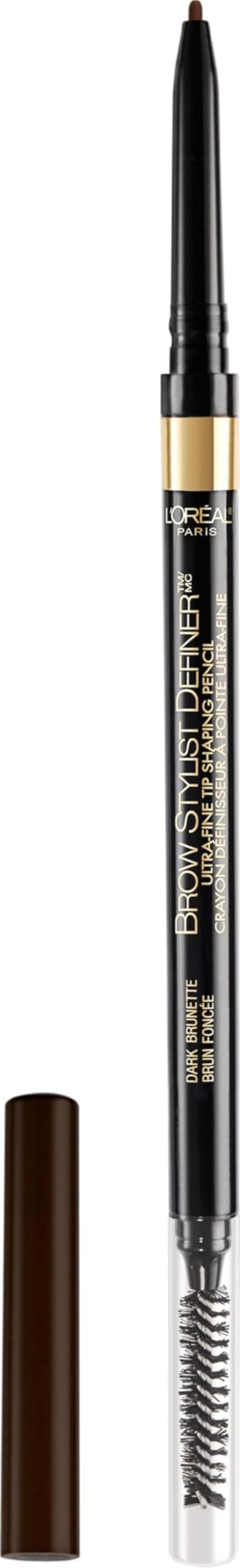 L'Oreal Paris Makeup Brow Stylist Definer Waterproof Eyebrow Pencil, Ultra-Fine Mechanical & Retractable Brow Pencil, Draws Tiny Brow Hairs & Fills in Sparse Areas & Gaps, Dark Brunette, 0.003 oz. Dark Brunette SINGLE