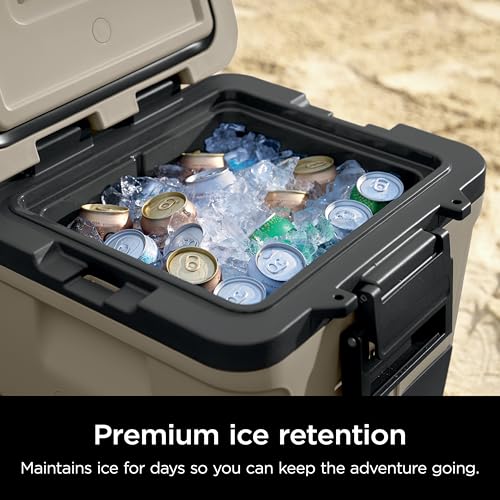Image of Ninja | Cooler | FrostVault 30QT Cooler with Wheels | Insulated with Temp Dry Storage Drawer | Keeps Ice Cold for Days | for the Beach, Camping, Picnics & More | Birch Beige | FB230CS