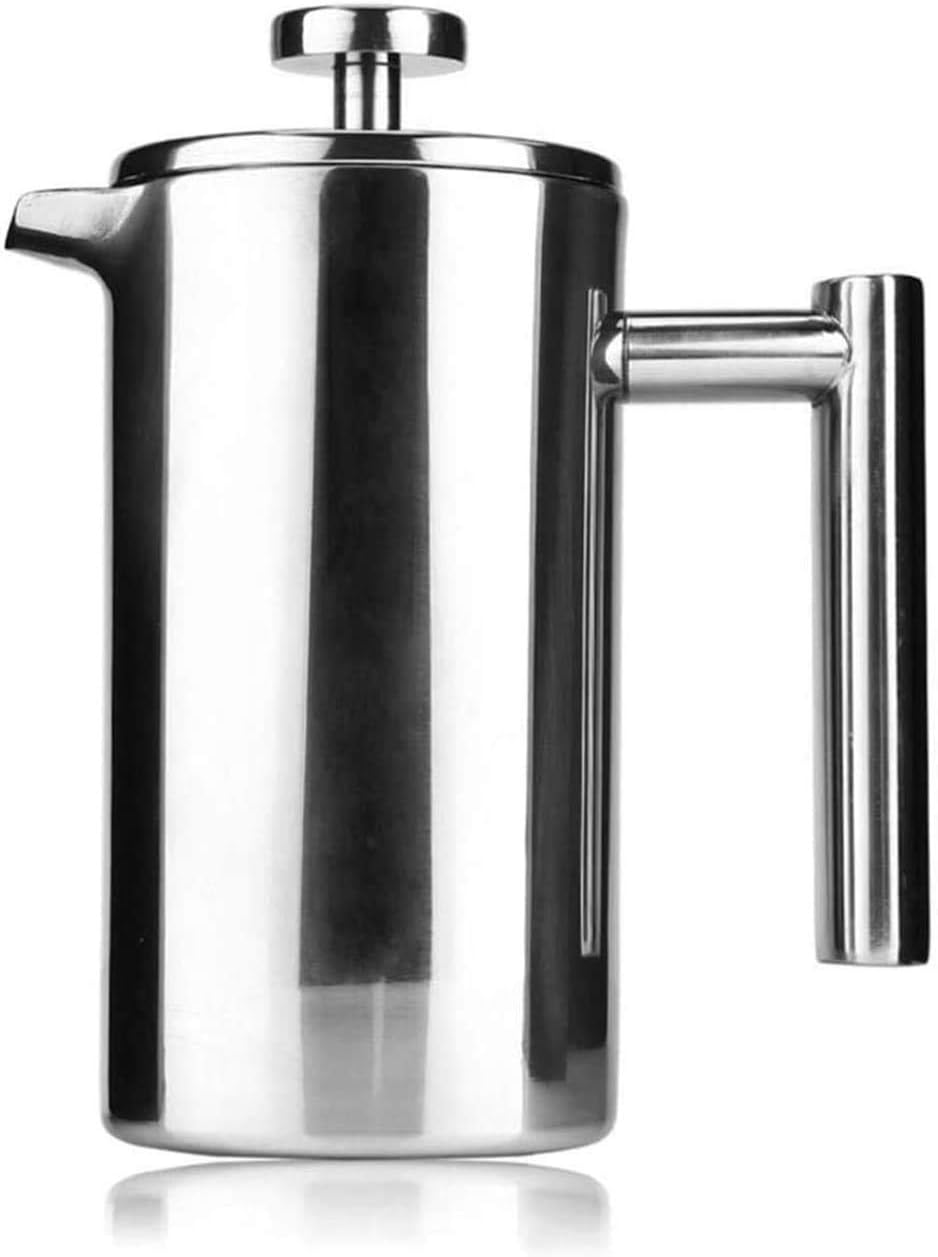 French Press Coffee & Tea Maker, 304 Stainless Steel Heat Resistant Coffee Press with Filter Screens, Durable Easy Clean 100% BPA Free, 34oz