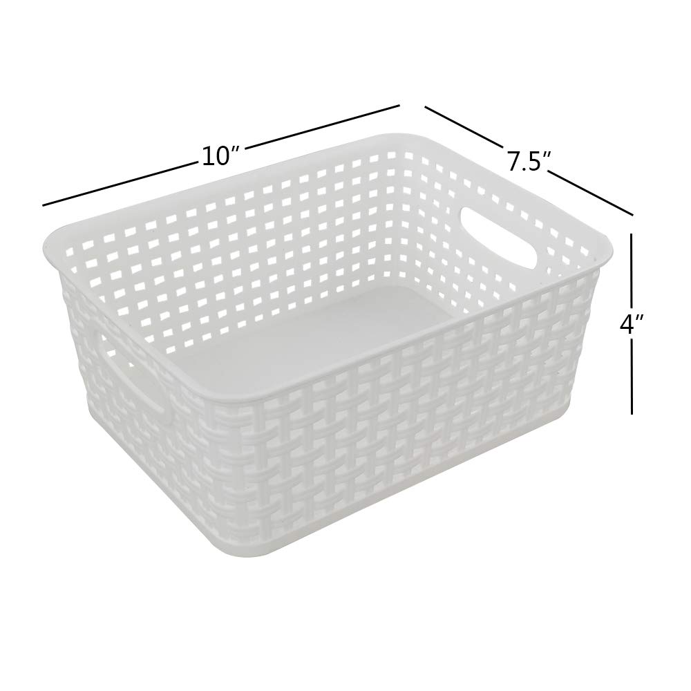Easymanie Plastic Weave Storage Basket Bin, 10