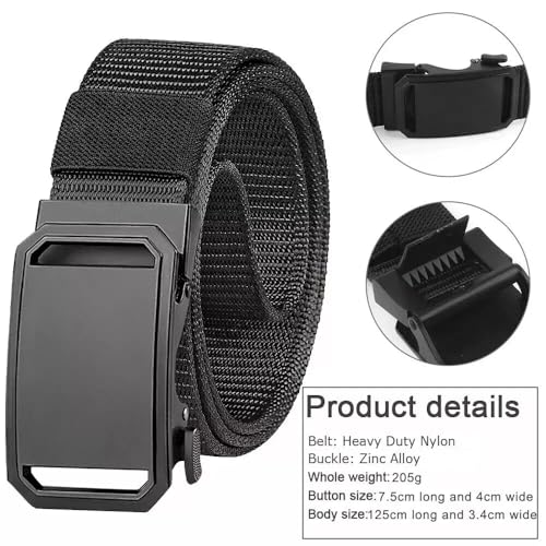 Men’s Tactical Belt with Quick-Release Buckle – Adjustable Nylon Military-Style Waist Belt for Work, Outdoor, or Casual Use BLACK2