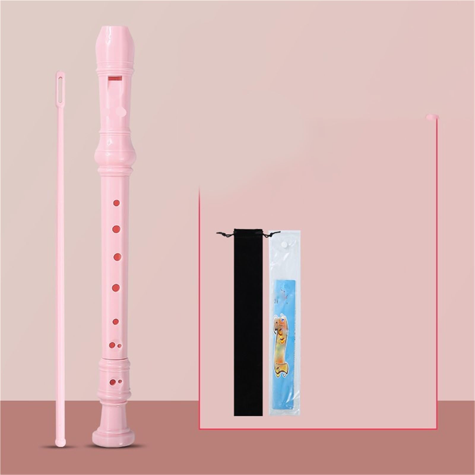 Flauta Dulce Soprano De 8 Agujeros (digitación Alemana) Instrumento Viento Para Principiantes Flauta Dulce Madera(Pink)