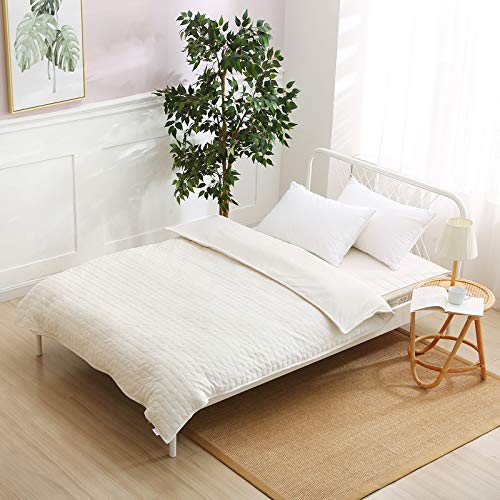 Image of F.Y.Dreams Duvet Cover for Weighted Blanket 60x80 inches with 8 Ties /Minky Square Quilted /Off-White