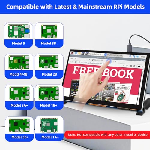 Image of 7 Inch Touchscreen MIPI DSI Display Compatible with Raspberry Pi 5 /4 /3 /B+ /A+, 800x480 Pixel Capacitive Screen, Driver-Free DSI Port