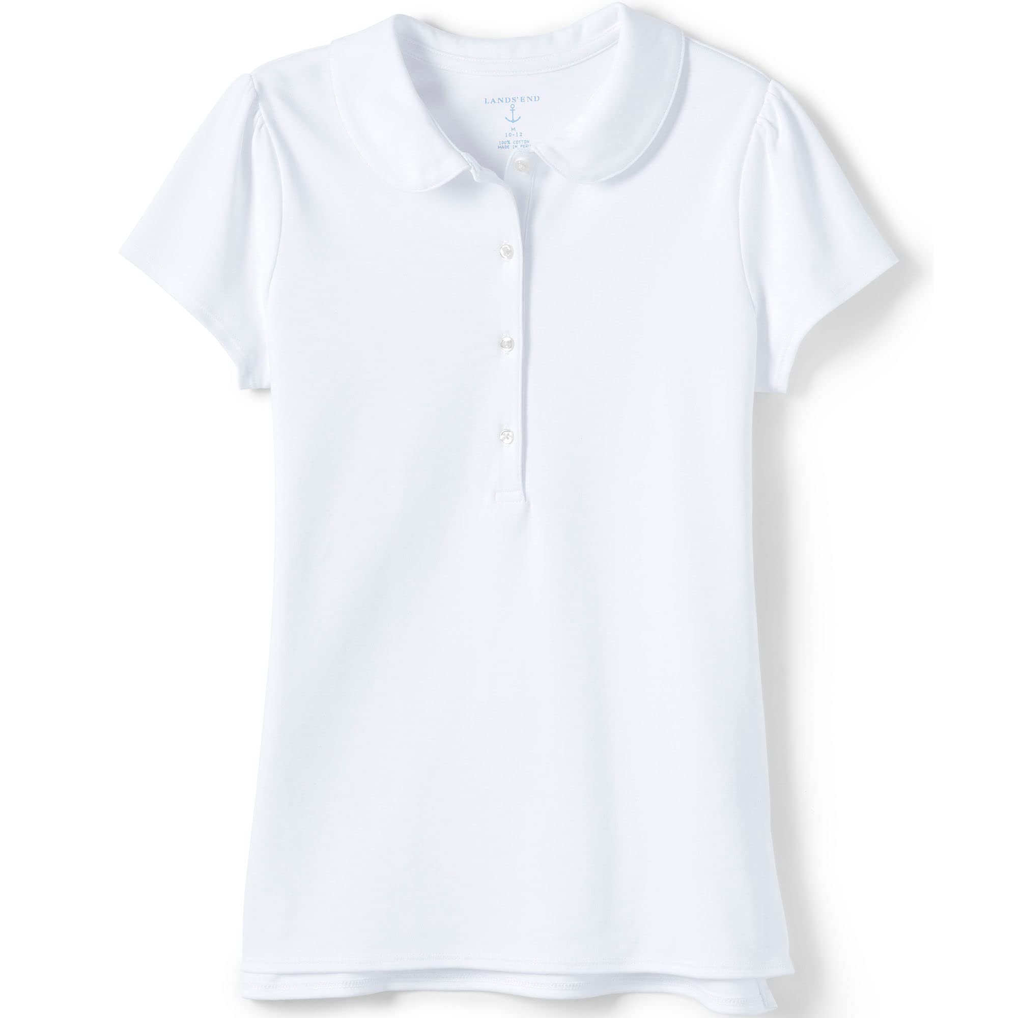 Lands End Girls Short Sleeve Peter Pan Collar Polo Shirt
