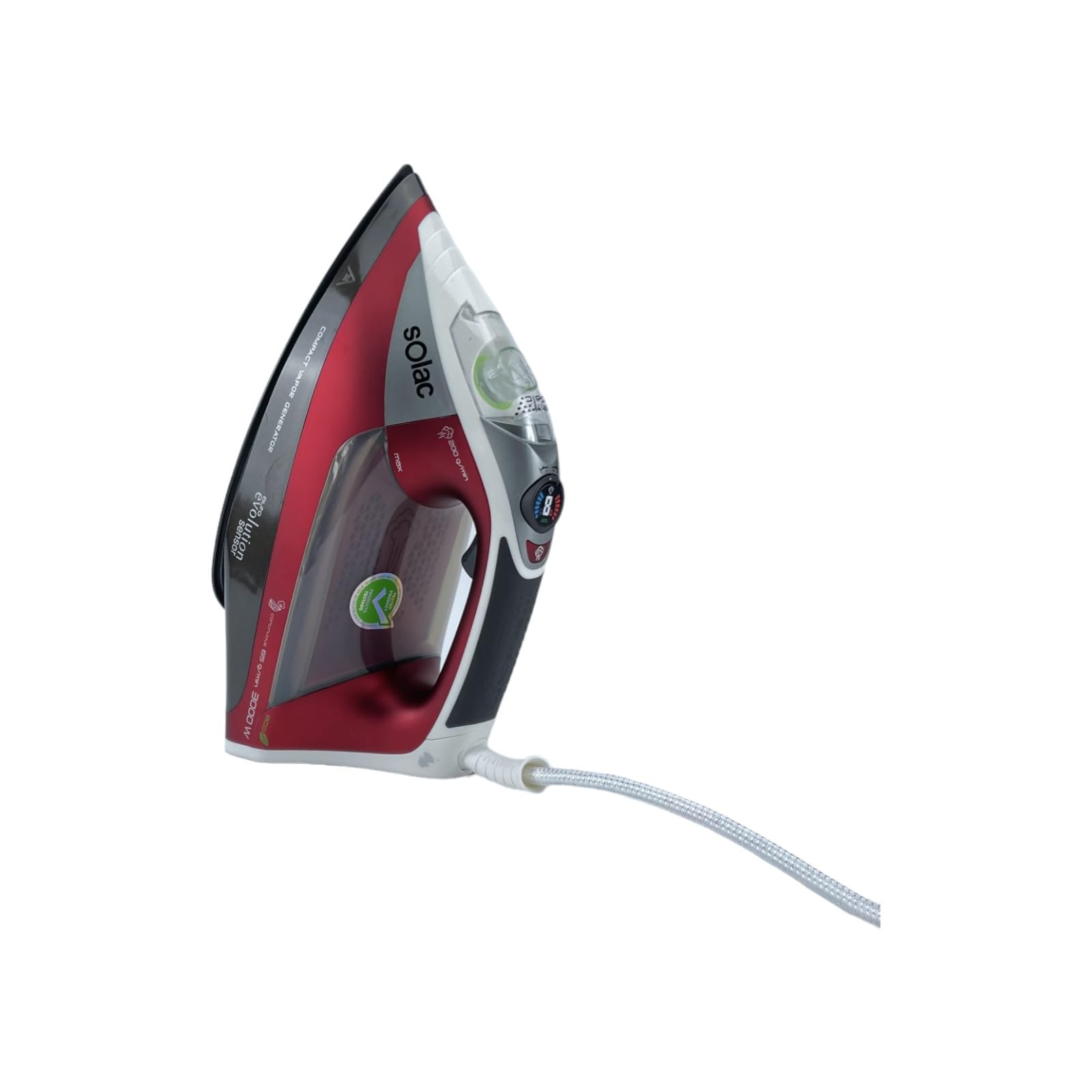 Solac CVG9611 - Plancha (Plancha vapor-seco, Non-stick soleplate, 200 g/min, Negro, Rojo, Blanco, 3000 W)