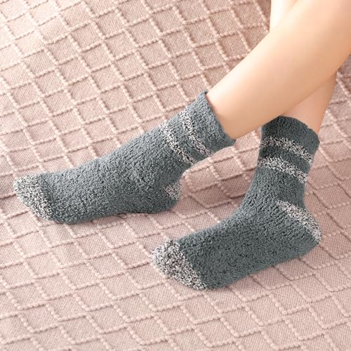 Image of Tavaleu Fuzzy Socks for Women, Fluffy Socks Women, Winter Cozy Sock, Warm Slipper Home Sleeping Sock for Womens