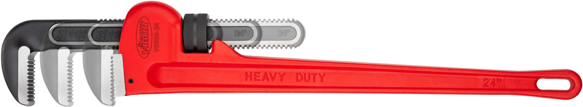 Vigor Llave para tubos V5639-24, para tubos de hasta 76 mm (3), apertura de mordazas de hasta 88 mm, cuerpo robusto de fundición, inclinación rápida gracias al muelle