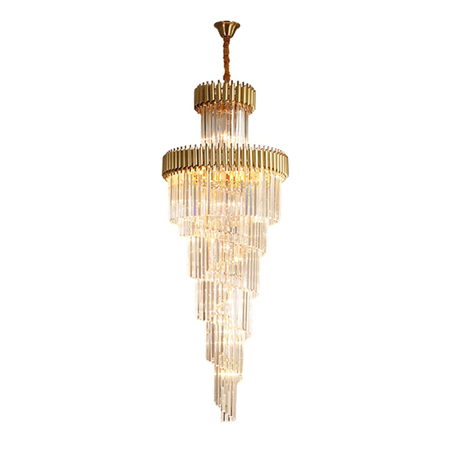 HXYSXHJUO Nordic Duplex Stair Chandelier - American Modern Crystal Light for Living Room Villa Hall with Revolving Feature and Long Design