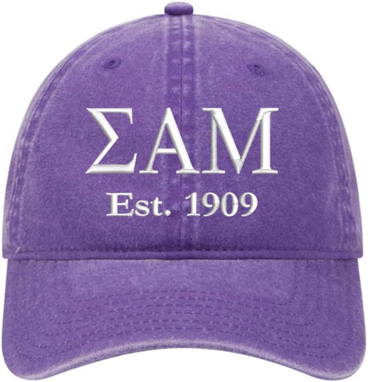 Sigma Alpha Mu Fraternity Baseball Hat - Sammy Embroidered Greek Letter Cap - Beach Washed Cotton Twill