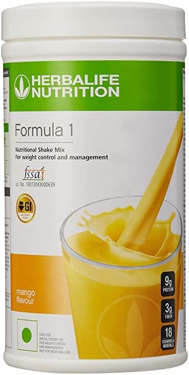 Herbalife Formula 1 Nutrition Shake Mix Mango Flavour for Weight Management Plant-Based Protein |500 g, Mango, Pack of 1|