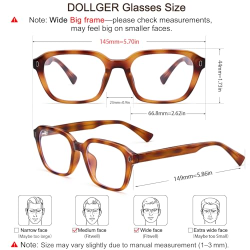 Image of Dollger Blue Light Glasses Men Vintage Thick-Framed Rectangle Non-Prescription, For Computer,Gaming, Phone Use