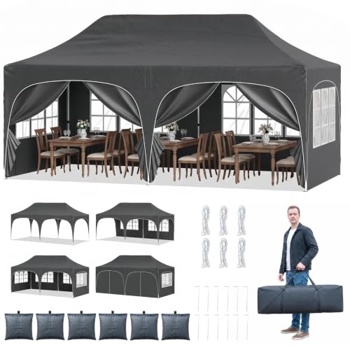 Image of Tangkula 10 x 20 ft Pop Up Canopy with 6 Removable Sidewalls