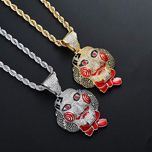 Union Power Men's Necklaces Hip-Hop Pendant, Chainsaw Cry Pendant Necklace Halloween Cosplay (Silver)