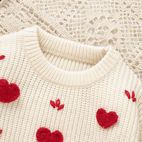 Girl Hearts Embroidery Sweaters Cute Knit Print Crewneck Long Sleeve Pullover Ribbed Round Neck Fall Winter Tops4