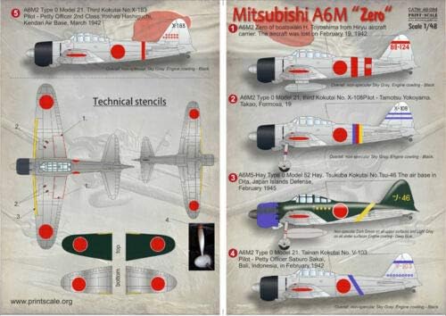 Print Scale 48-084 - 1/48 Decal for A6m Zero