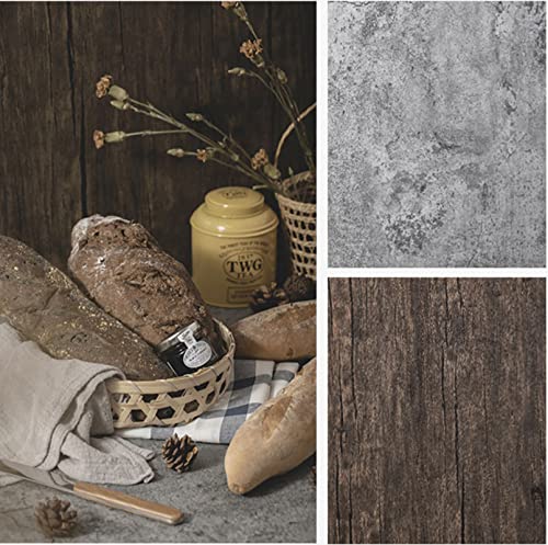 Image of 2 PCS Boards Photo Backdrop for Flat Lay, Food Photography Background 24x24 Inch, BEIYANG (Black Walnut+Dark Gray)