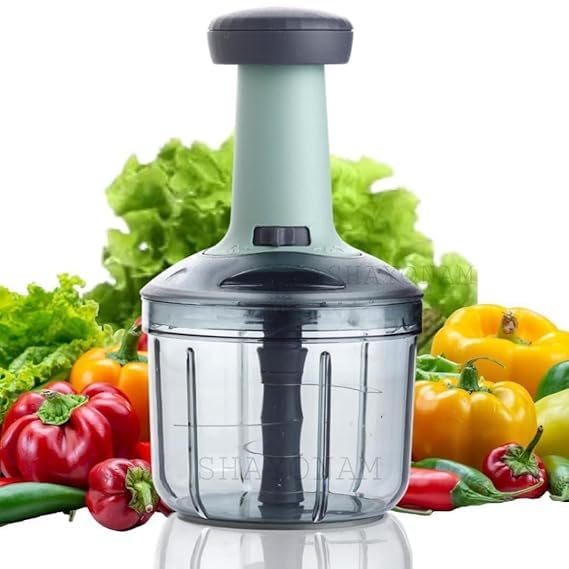 MealHelper 12-in-1 Vegetable Chopper, 7 Blade Veggie Chopper, Practical Food Chopper with Container, Cheese Grater, Home Essentials & Kitchen Gadgets(Green/Grey) (Chopper, Pack of 1)