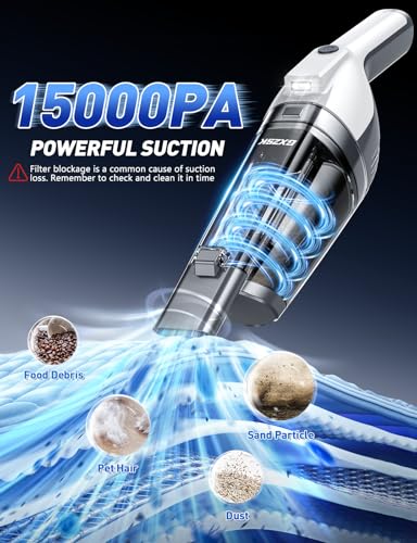 Image of Handheld Vacuum Cordless, 15000PA Powerful Suction Hand Held Vacuum Cleaner, Car Vacuum Portable Cordless with Large-Capacity Dust Bin & LED Light, High Power Hand Vacuum for Home, Car, Office, Pet