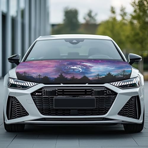 Image of Forest Lion Car Hood Cover All Weather Protection Automotive Exterior Accessories Universal Fit Hood Covers for Cars, Trucks, SUV, or Van Full Coverage with Elastic Band