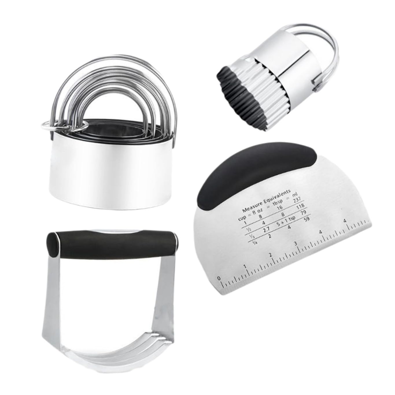 BESTYASH Utensilios para Hornear de Acero Inoxidable Cortador de Masa y Moldes para Galletas para Repostería Casera y Elaboración de Pasteles
