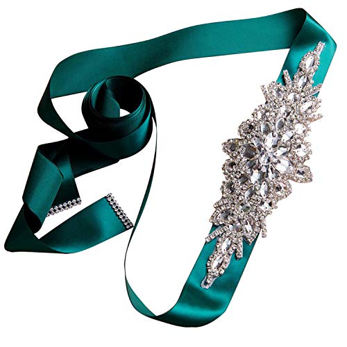 olyrjie Rhinestone Wedding Dress Belt Ribbon Crystals Evening Sashes Handmade