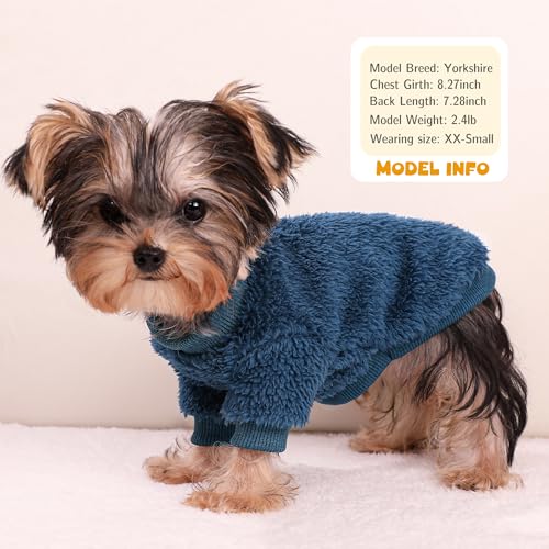 Dog Sweaters for Small Dogs, Warm Fleece Puppy Sweater for Teacup Yorkie Chihuahua Clothes Boy Male, Cute 2 Pack XXS Dog Clothes Winter Soft Pet Sweatshirt Apparel, Navy Blue+Grey - Image 3