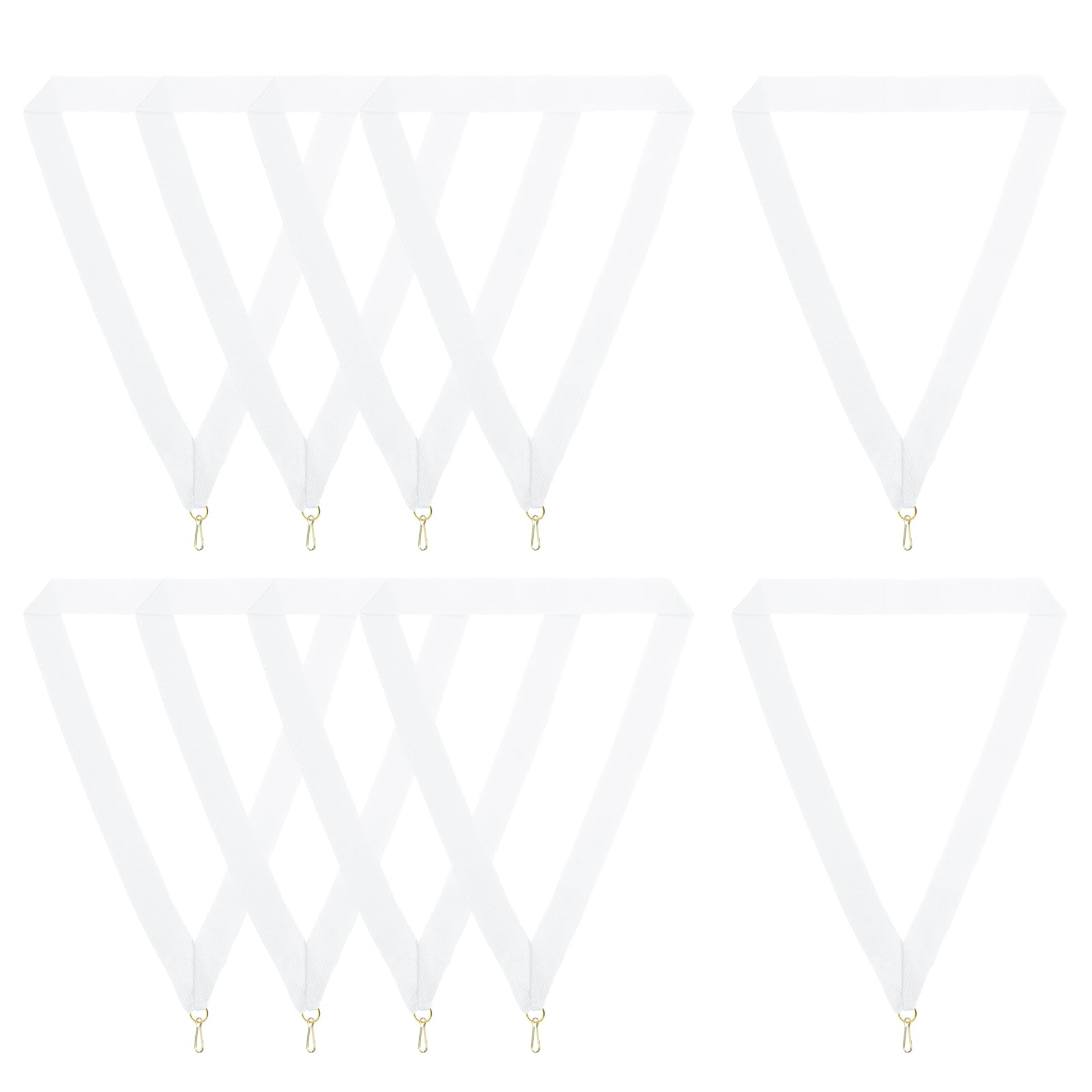 PATIKIL Award Neck Ribbons with Snap Clips, 10 Pcs Polyester Striped Medal Lanyards Ribbon for Competitions Sports Meetings Sports Party, White