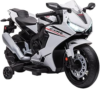 HOMCOM Honda Licensed 6V Kids Electric Motorbike Ride On Motorcycle Vehicle w/ Headlights, Music, Training Wheels, for Ages 3-5 Years White